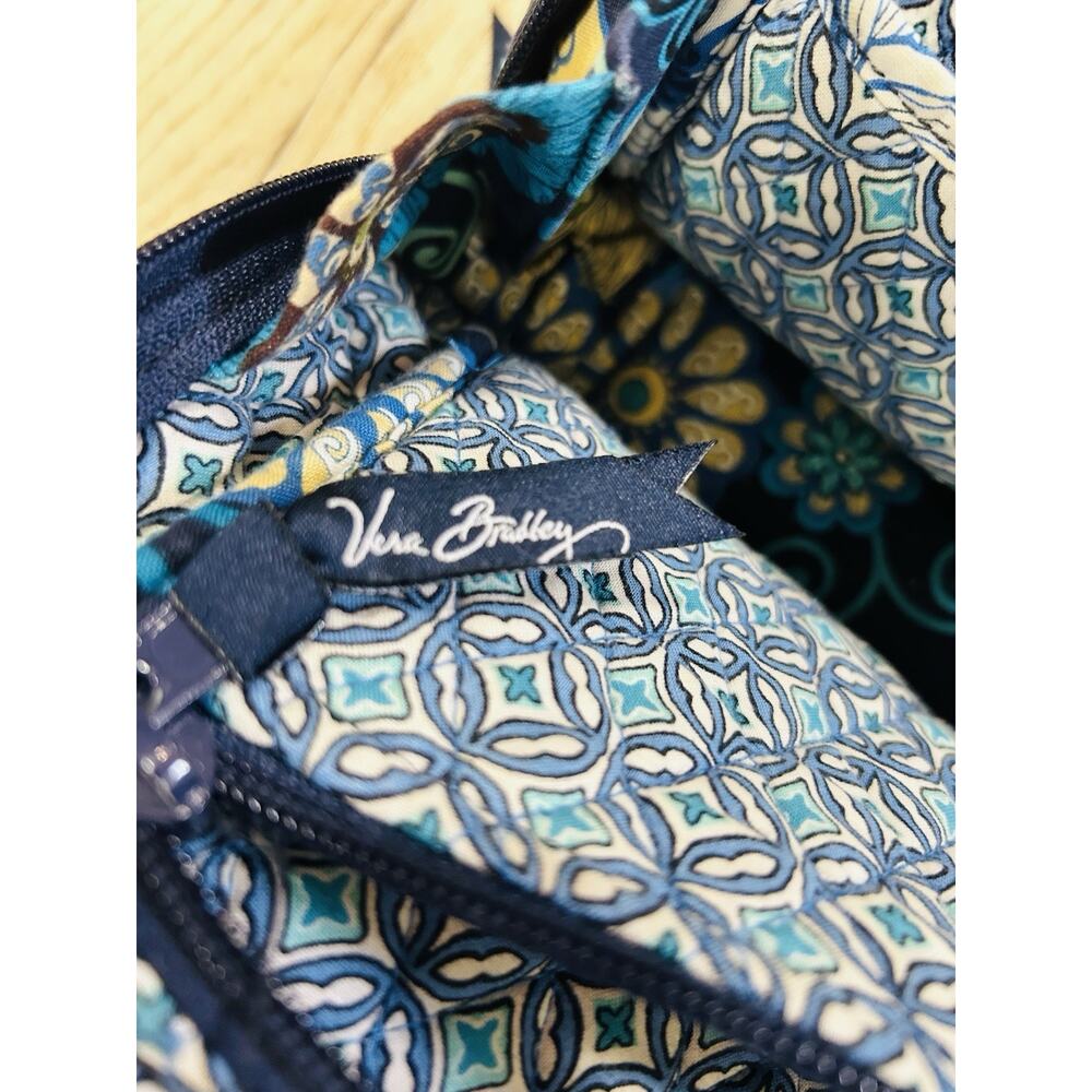 Vera Bradley Blue Floral Satchel Zip Top Double Handles w/ Inner Pockets - Picture 6 of 7
